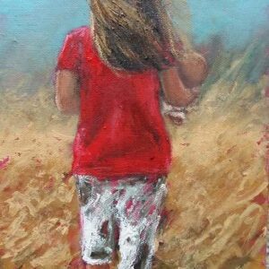 Little girl walking through fields of gold irish art irish gifts