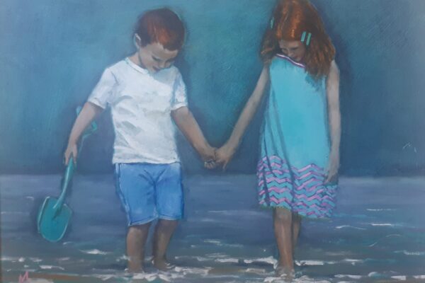Twins on Beach by Maureen O'Mahony Art
