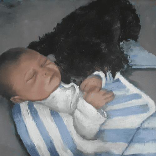 Original Oil Painting Sleeping Baby Art Commission