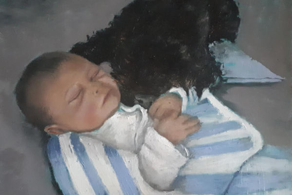 Original Oil Painting Sleeping Baby Art Commission