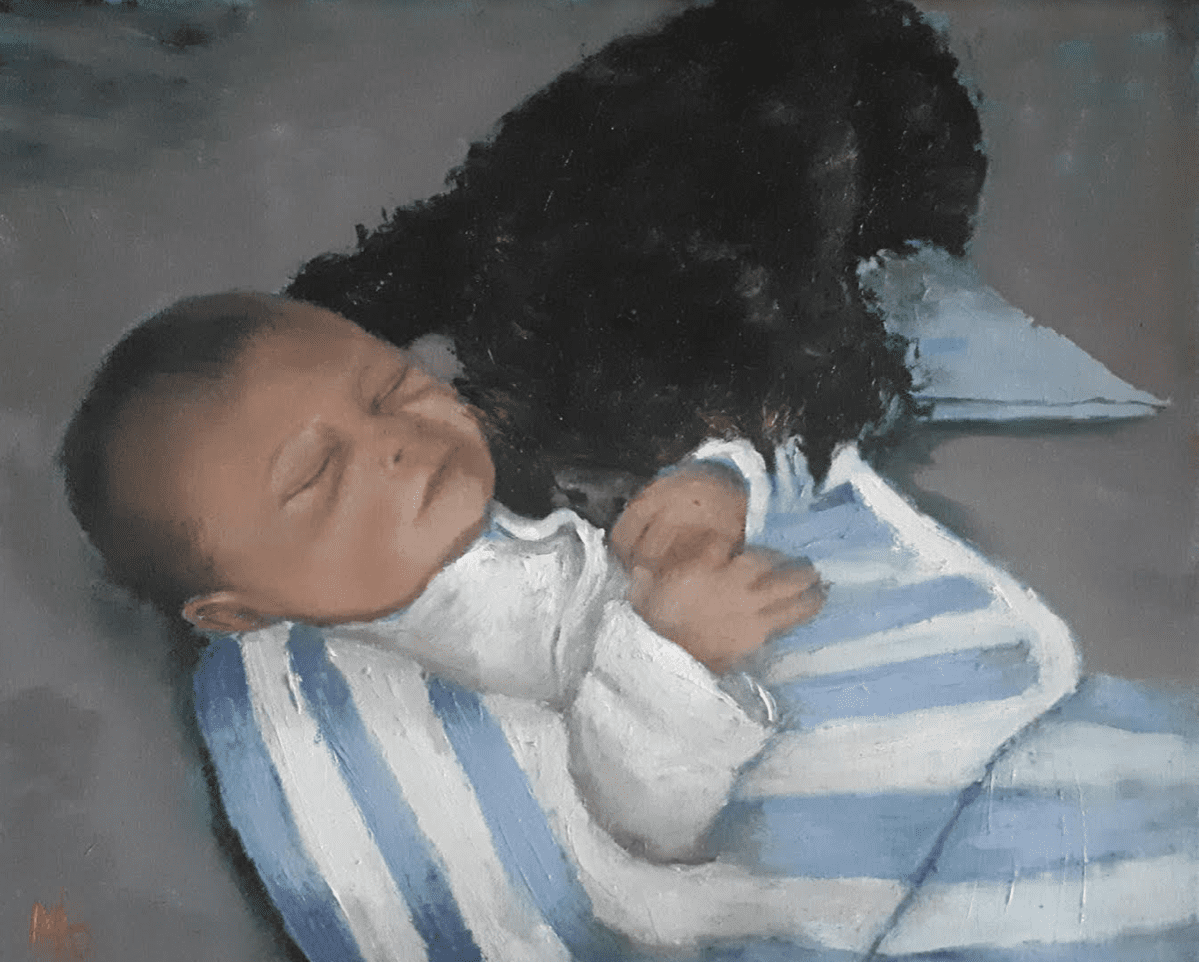 Original Oil Painting Sleeping Baby Art Commission
