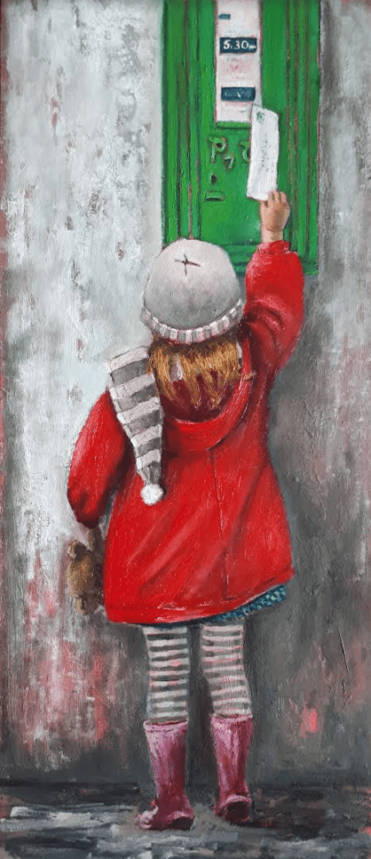 Irish Gifts Why Buy Them little girl in a red coat posting letter
