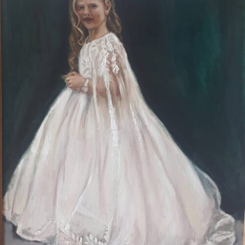 Communion Girl Portrait girl in a long formal dress