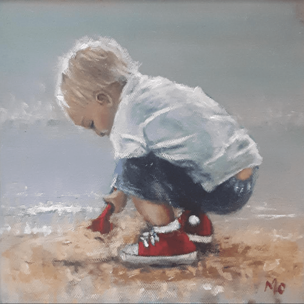 Blond boy commission Irish art portrait art maureenomahon yart