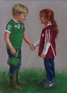 Irish Art GAA Limerick boy holding hands with a Galway Girl