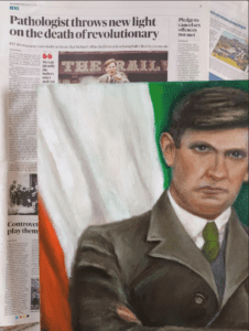 newspaper and painting of Micheal Collins Irish Art